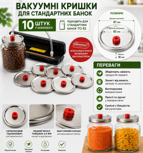 Вакуумные Крышки для Стандартных Банок - 10 шт - Многоразовые –  Магазин Икон | Фотография 10